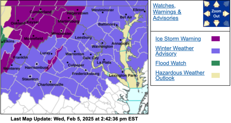 Winter Weather Advisory (Cancelled) Ice Storm Warning Until Noon Thursday 2.6.25